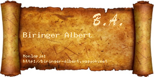 Biringer Albert névjegykártya