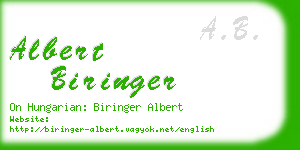 albert biringer business card